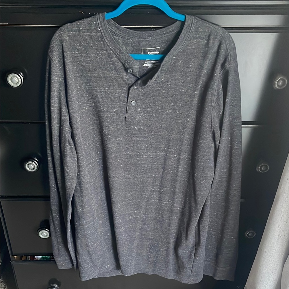 Sonoma Gray Long Sleeve Tee Soft Casual Texture